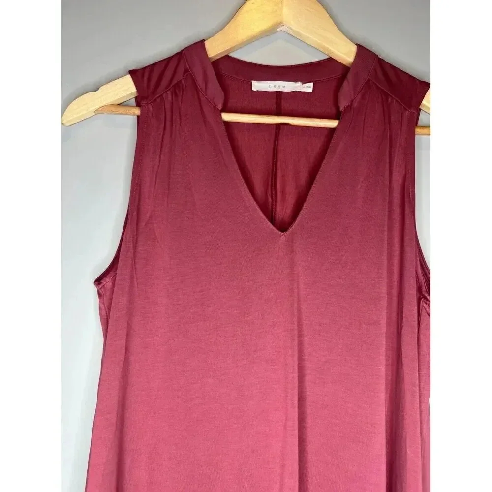 LUSH nordstrom sz SMALL drop waist midi dress peasant mauve pink v neck ruffle - Picture 2 of 5